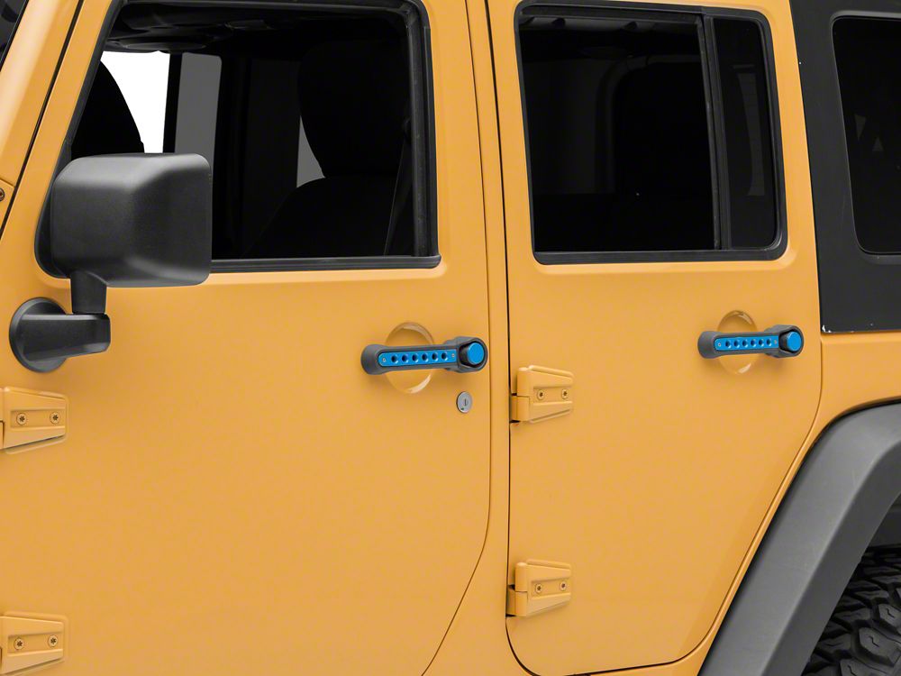 RedRock Billet Aluminum Door Handle Inserts; Blue (07-18 Jeep Wrangler JK 4-Door)