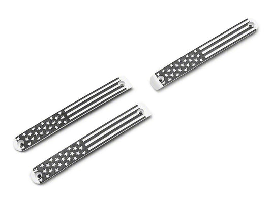 RedRock Old Glory Door Handle Inserts; Black and White (07-18 Jeep Wrangler JK 2-Door)