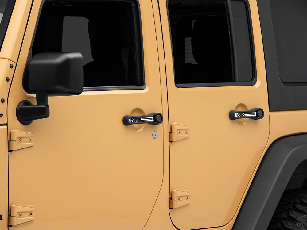 RedRock Old Glory Door Handle Inserts; Black and White (07-18 Jeep Wrangler JK 4-Door)