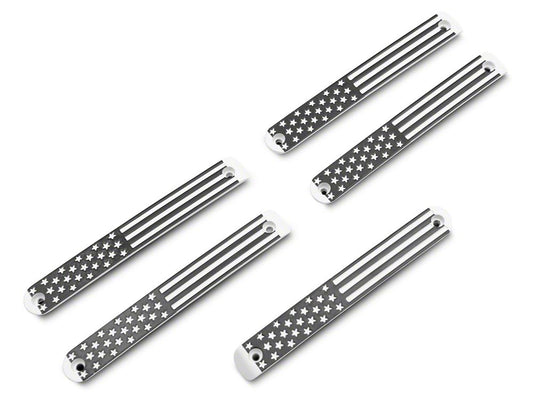 RedRock Old Glory Door Handle Inserts; Black and White (07-18 Jeep Wrangler JK 4-Door)