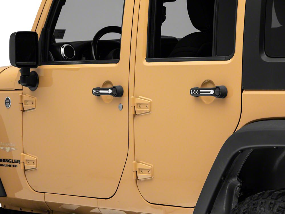 RedRock Old Glory Door Handle Inserts; Black and White (07-18 Jeep Wrangler JK 4-Door)
