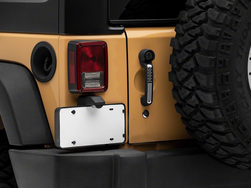RedRock Old Glory Door Handle Inserts; Black and White (07-18 Jeep Wrangler JK 4-Door)