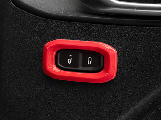RedRock Door Lock Trim Bezels; Red (18-25 Jeep Wrangler JL)