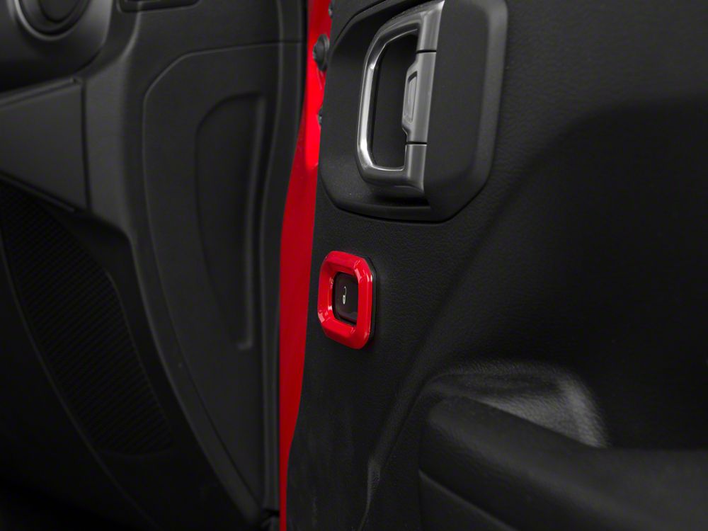 RedRock Door Lock Trim Bezels; Red (18-25 Jeep Wrangler JL)