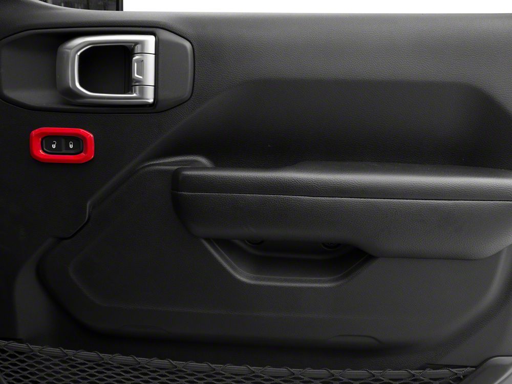 RedRock Door Lock Trim Bezels; Red (18-25 Jeep Wrangler JL)