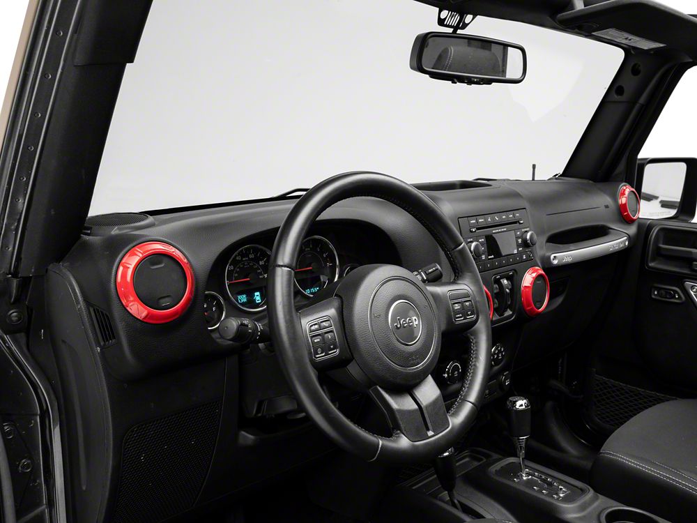 RedRock Air Conditioning Vent Trim Rings; Red (07-18 Jeep Wrangler JK)