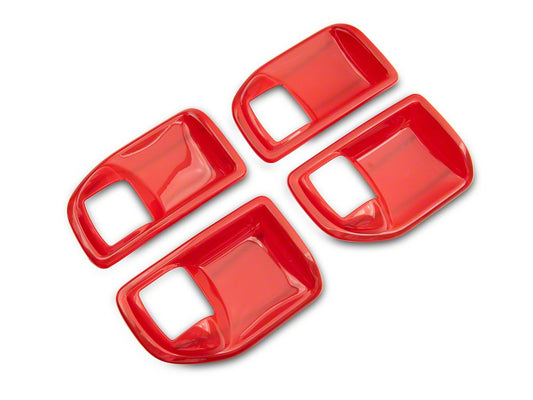 RedRock Interior Door Handle Trim Bezels; Red (07-18 Jeep Wrangler JK 4-Door)