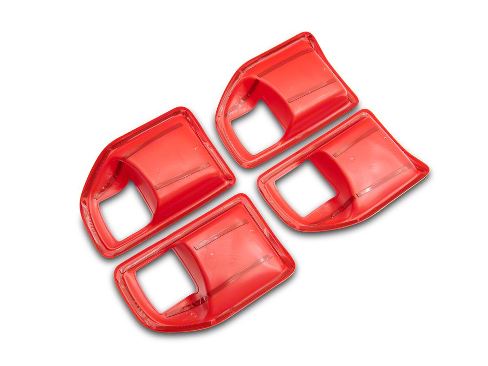 RedRock Interior Door Handle Trim Bezels; Red (07-18 Jeep Wrangler JK 4-Door)