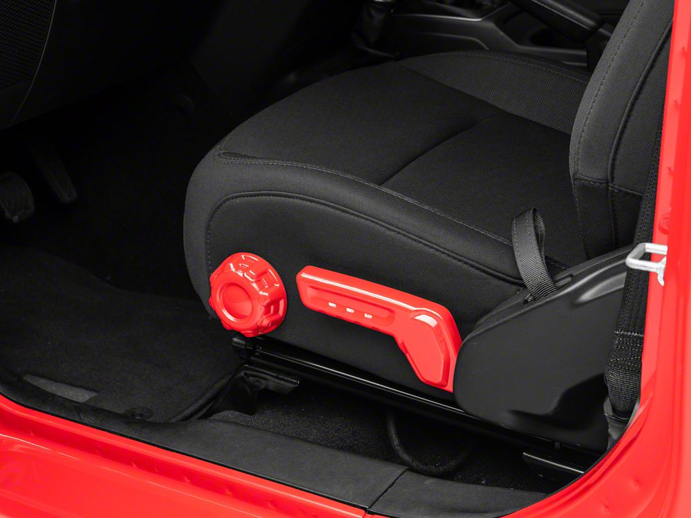 RedRock Driver Side Seat Height and Lumbar Adjustment Covers; Red (18-25 Jeep Wrangler JL)
