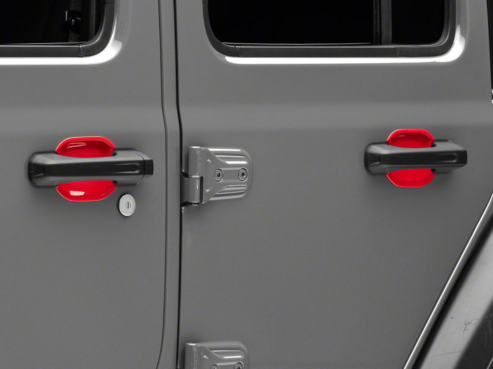 RedRock Exterior Door Handle Guards; Red (18-25 Jeep Wrangler JL)