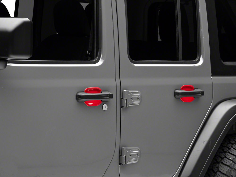 RedRock Exterior Door Handle Guards; Red (18-25 Jeep Wrangler JL)