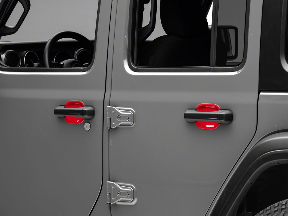 RedRock Exterior Door Handle Guards; Red (18-25 Jeep Wrangler JL)