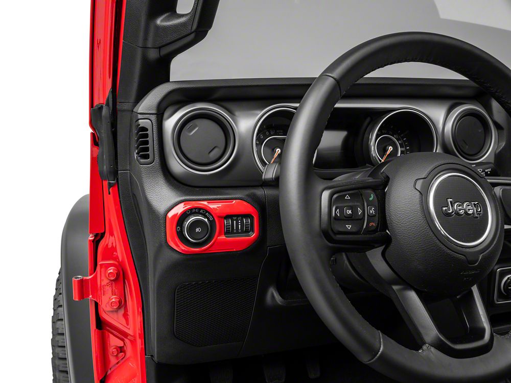 RedRock Headlight Switch Trim; Red (18-25 Jeep Wrangler JL)