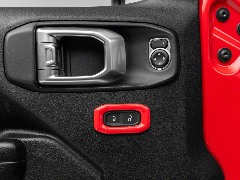RedRock Door Lock Switch Trim; Red (18-25 Jeep Wrangler JL)