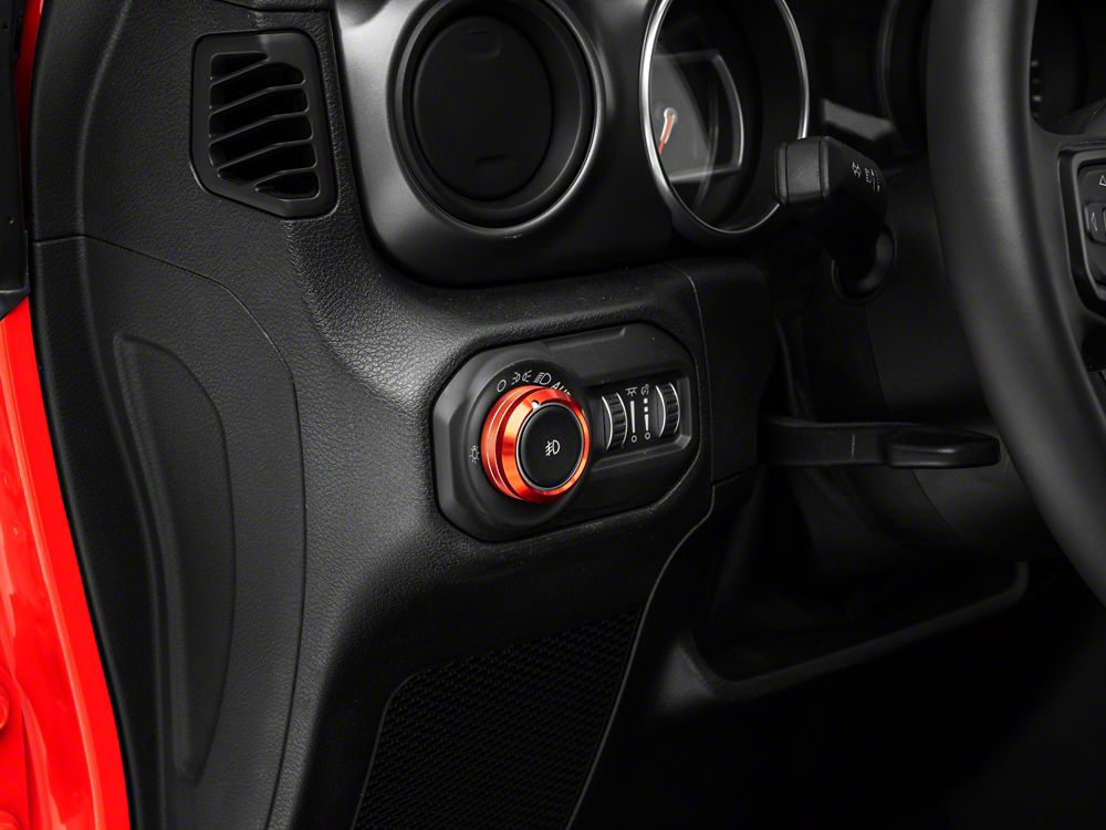 RedRock Billet Aluminum Headlight Knob Trim Ring; Red (18-25 Jeep Wrangler JL)