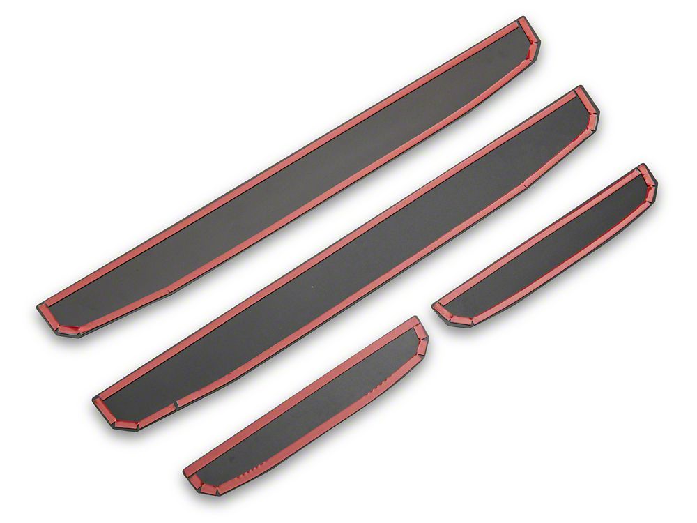 RedRock Door Sill Entry Guards with Flag; Black (18-25 Jeep Wrangler JL 4-Door)