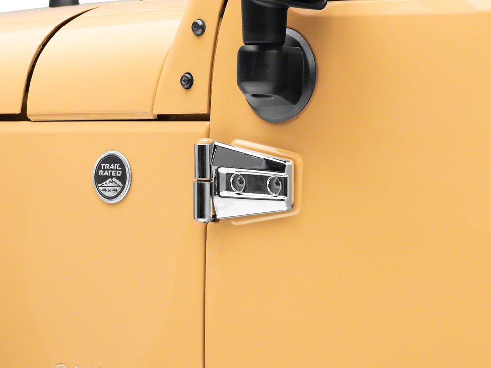 RedRock Door Hinge Covers; Chrome (07-18 Jeep Wrangler JK)