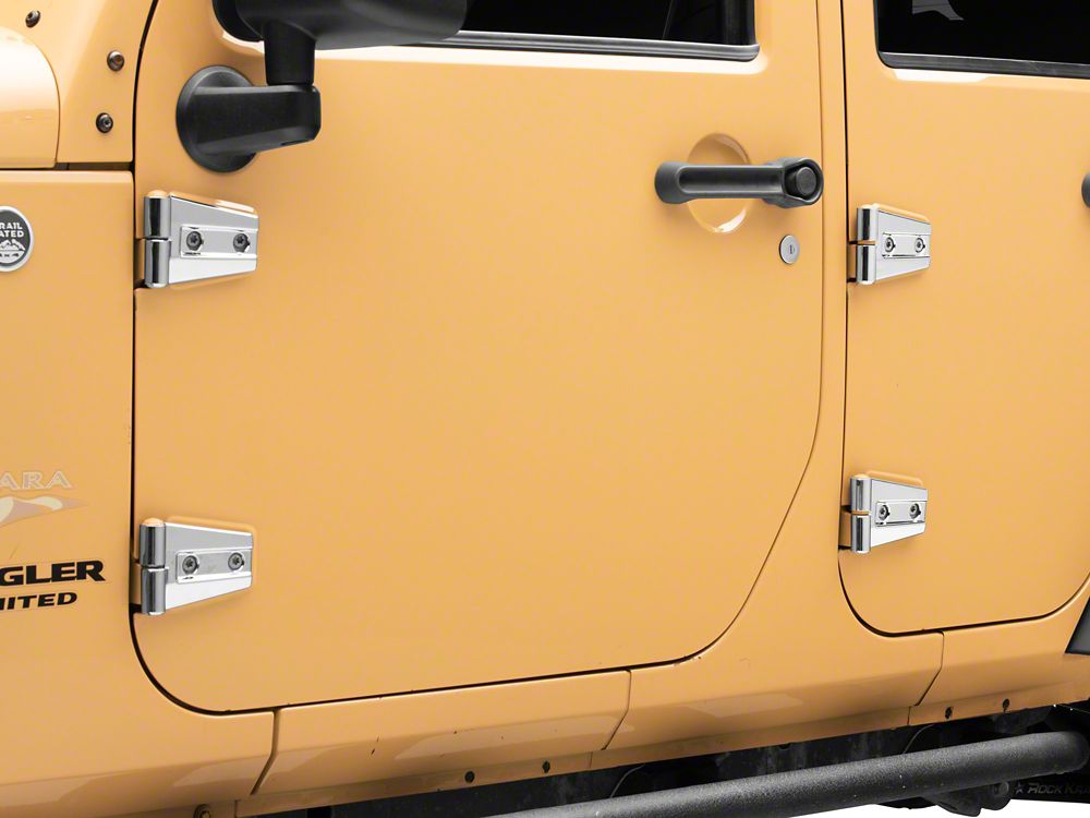 RedRock Door Hinge Covers; Chrome (07-18 Jeep Wrangler JK)