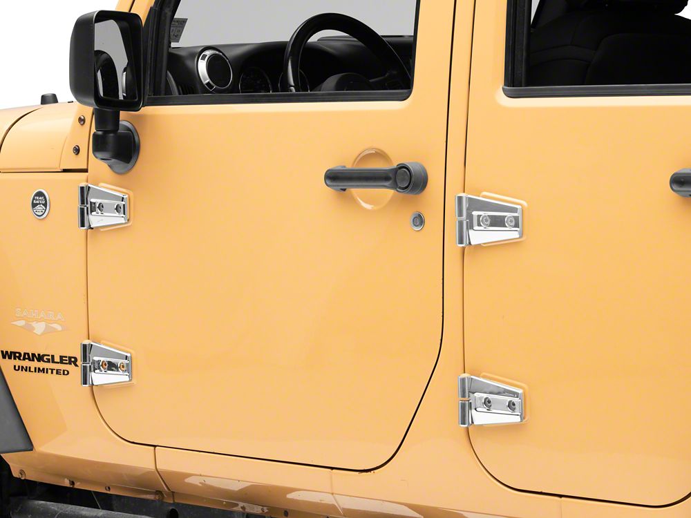 RedRock Door Hinge Covers; Chrome (07-18 Jeep Wrangler JK)