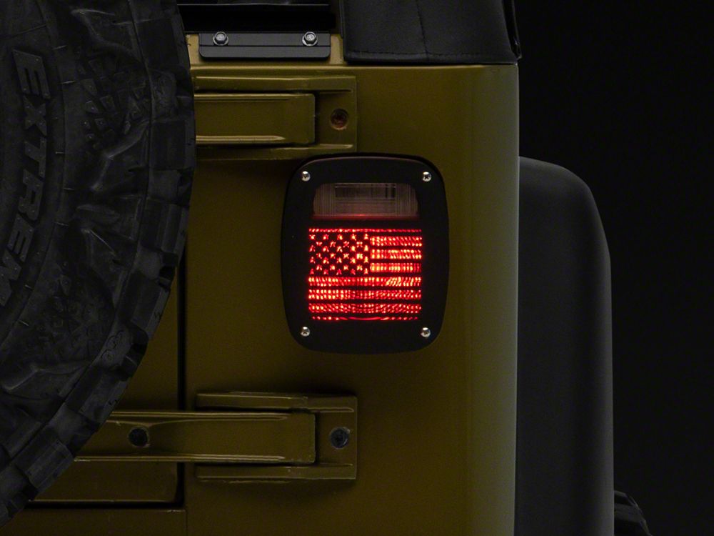 RedRock Tail Light Covers; Old Glory (97-06 Jeep Wrangler TJ)