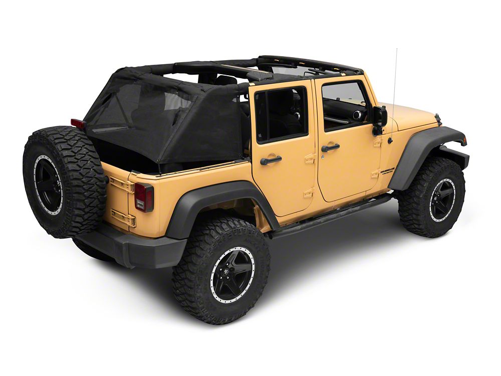 RedRock Mesh Wrap-Around Cargo Shade; Black (07-18 Jeep Wrangler JK 4-Door)