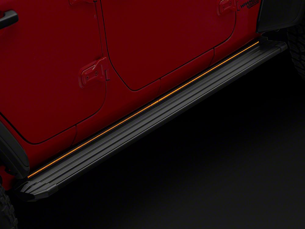 RedRock Aluminum Side Step Bars with LED Running Lights, Sequential Signals and Step Lights (18-25 Jeep Wrangler JL 4-Door)
