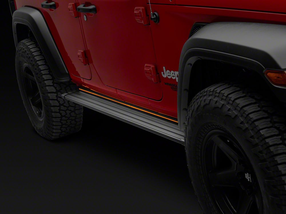 RedRock Aluminum Side Step Bars with LED Running Lights, Sequential Signals and Step Lights (18-25 Jeep Wrangler JL 4-Door)
