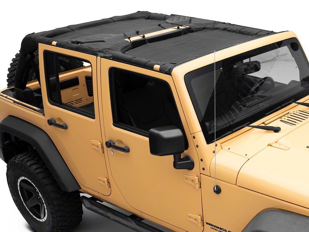 RedRock Mesh Sun Shade; Front and Rear; Black (07-18 Jeep Wrangler JK 4-Door)