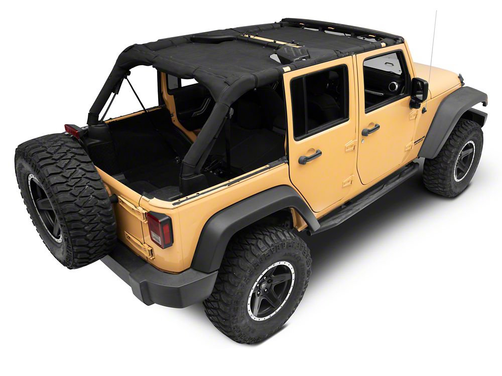 RedRock Mesh Sun Shade; Front and Rear; Black (07-18 Jeep Wrangler JK 4-Door)