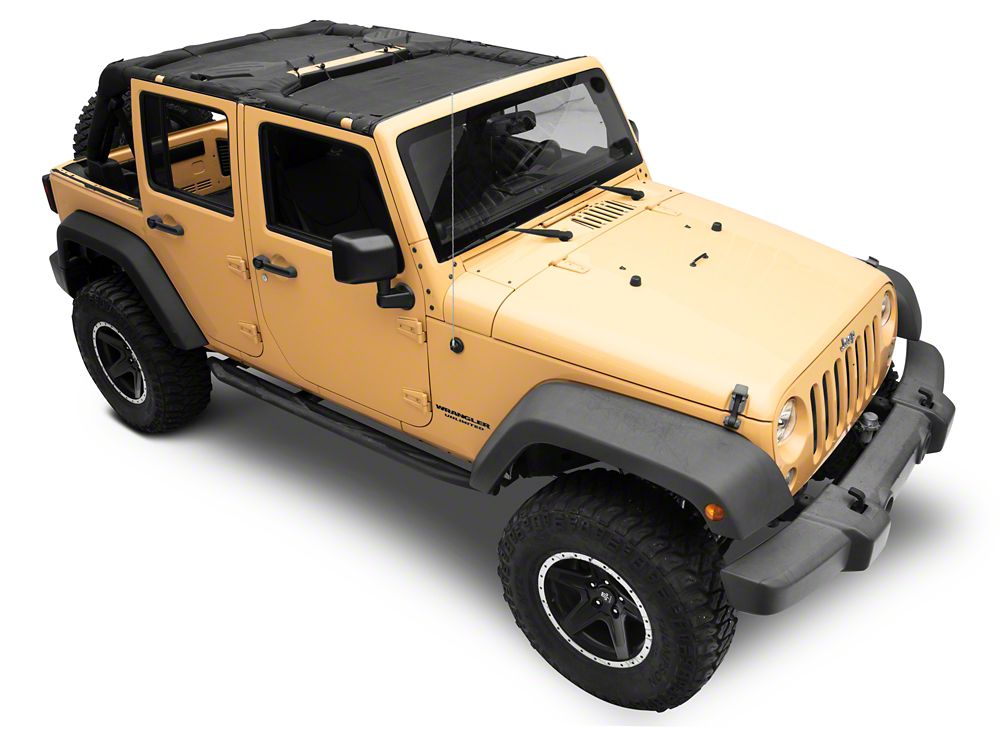 RedRock Mesh Sun Shade; Front and Rear; Black (07-18 Jeep Wrangler JK 4-Door)