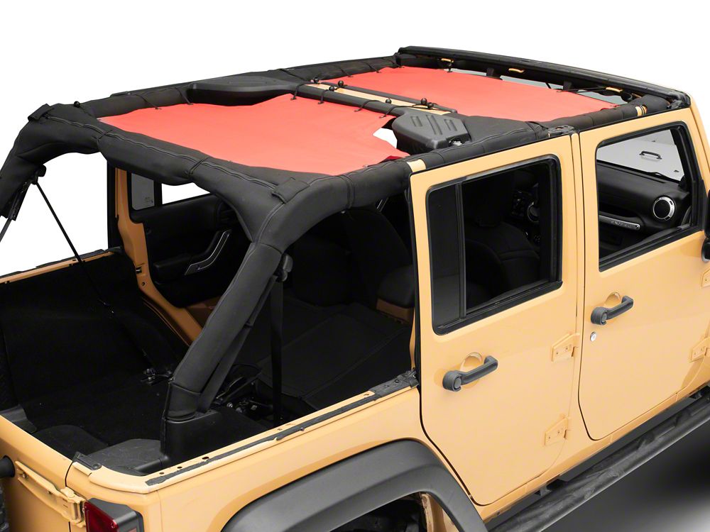 RedRock Mesh Sun Shade; Front and Rear; Red (07-18 Jeep Wrangler JK 4-Door)