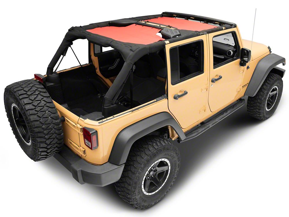 RedRock Mesh Sun Shade; Front and Rear; Red (07-18 Jeep Wrangler JK 4-Door)