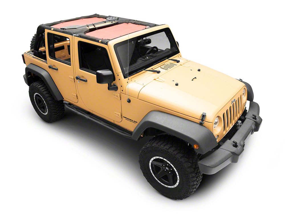 RedRock Mesh Sun Shade; Front and Rear; Red (07-18 Jeep Wrangler JK 4-Door)