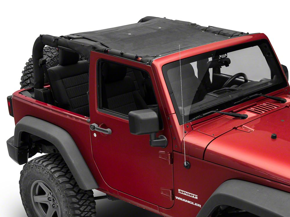 RedRock Full Length Mesh Sun Shade; Black (07-18 Jeep Wrangler JK 2-Door)