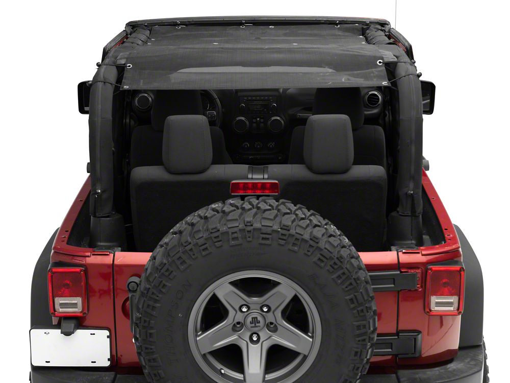 RedRock Full Length Mesh Sun Shade; Black (07-18 Jeep Wrangler JK 2-Door)