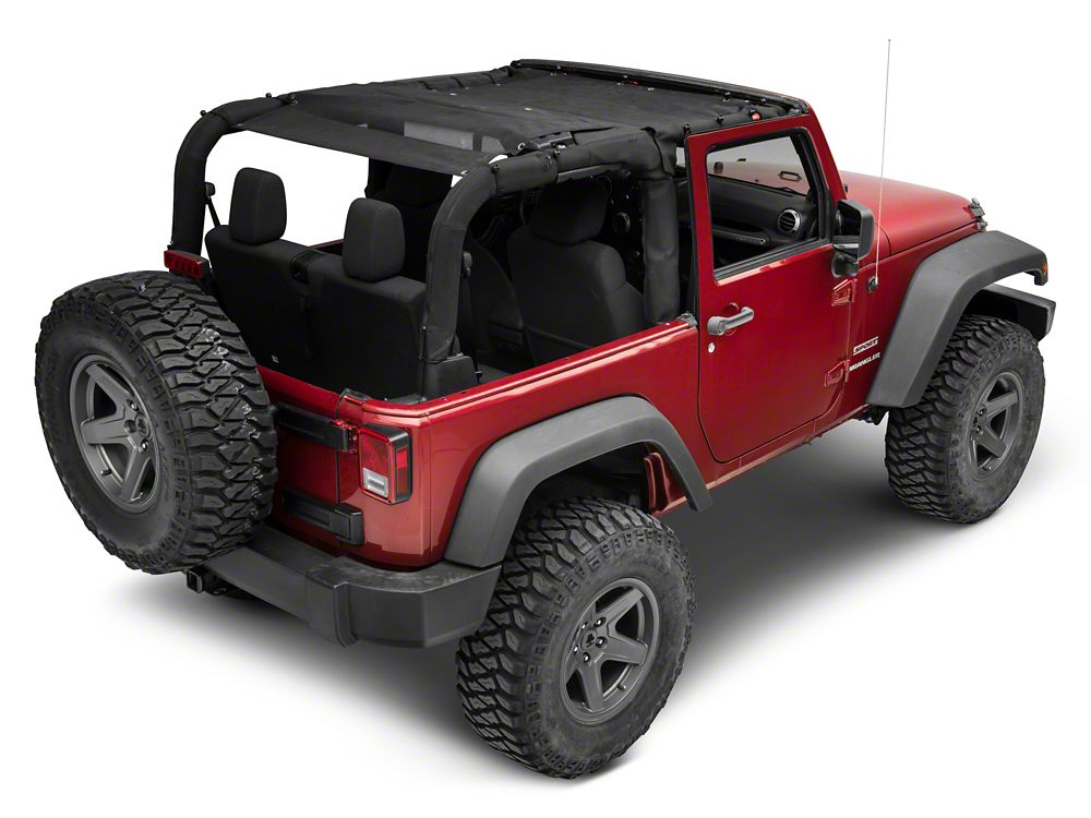 RedRock Full Length Mesh Sun Shade; Black (07-18 Jeep Wrangler JK 2-Door)