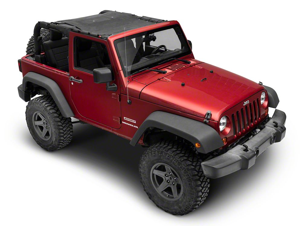 RedRock Full Length Mesh Sun Shade; Black (07-18 Jeep Wrangler JK 2-Door)