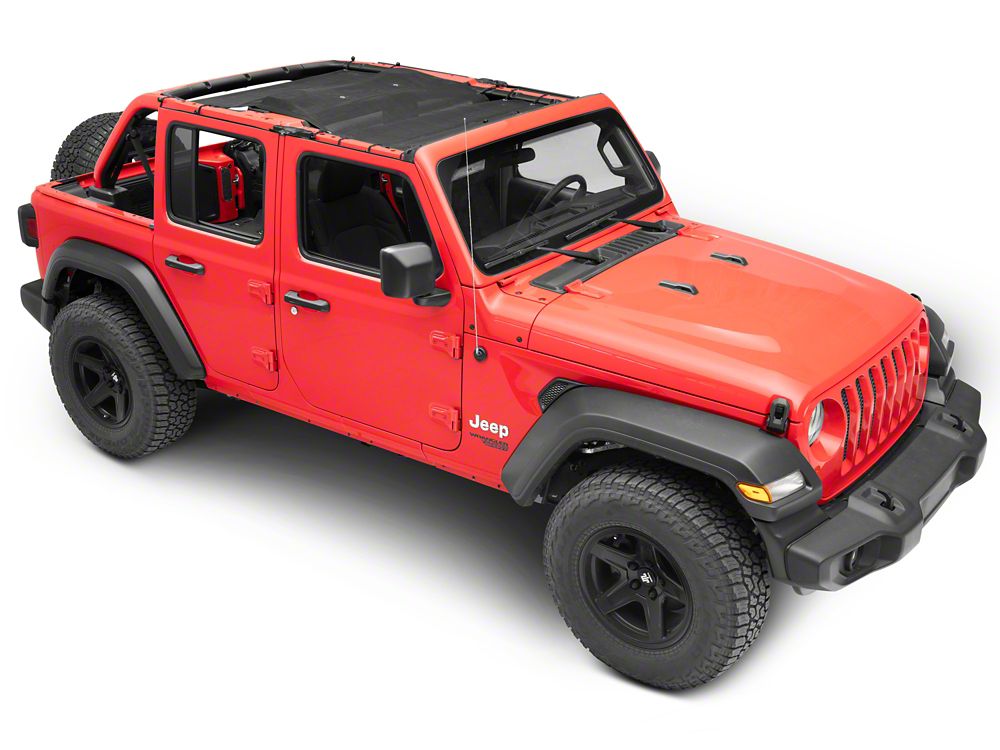 RedRock Full Length Mesh Sun Shade; Black (18-23 Jeep Wrangler JL)