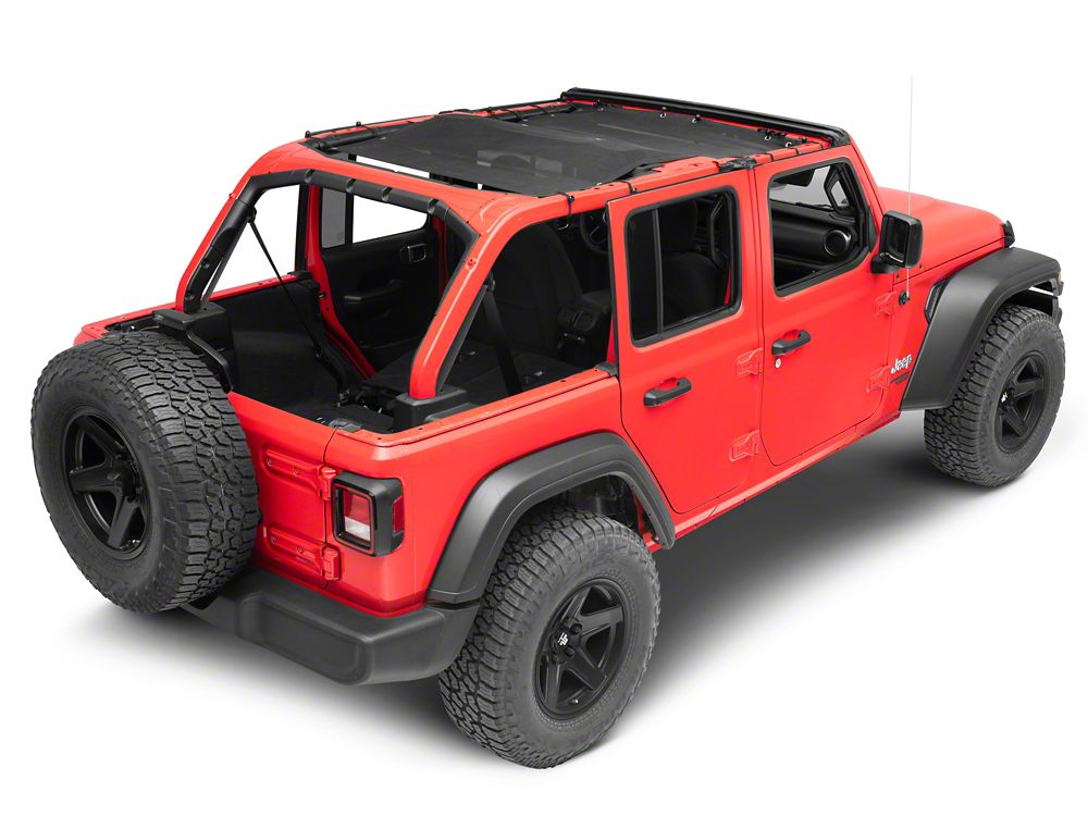RedRock Full Length Mesh Sun Shade; Black (18-23 Jeep Wrangler JL)