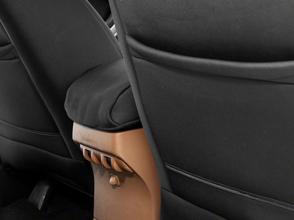 Jeep Licensed by RedRock Neoprene Center Console Arm Rest Cover with Jeep Logo; Black (11-18 Jeep Wrangler JK)