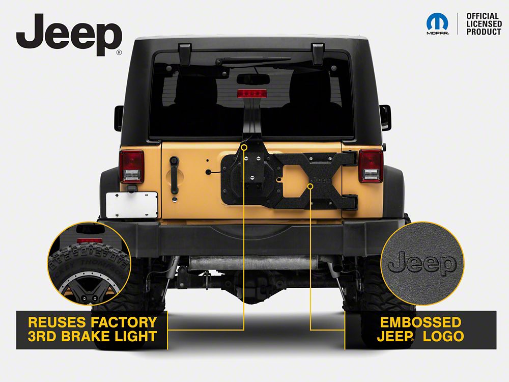 Jeep Licensed by RedRock HD Tire Carrier with Mount and Jeep Logo (07-18 Jeep Wrangler JK)