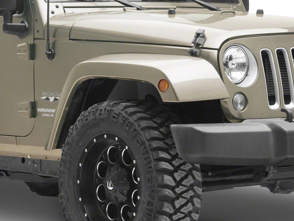 Jeep Licensed by RedRock Aluminum Inner Fender Liners with Jeep Logo; Front; Textured Black (07-18 Jeep Wrangler JK)
