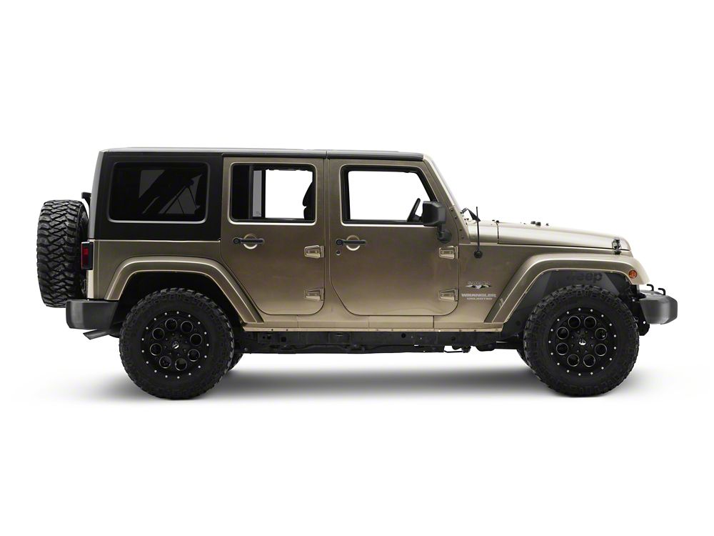 Jeep Licensed by RedRock Aluminum Inner Fender Liners with Jeep Logo; Front; Textured Black (07-18 Jeep Wrangler JK)
