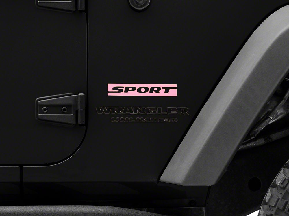 Jeep Licensed by RedRock Sport Side Logo; Pink (87-18 Jeep Wrangler YJ, TJ & JK)