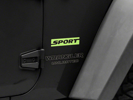 Jeep Licensed by RedRock Sport Side Logo; Lime Green (87-18 Jeep Wrangler YJ, TJ & JK)