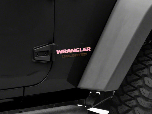 Jeep Licensed by RedRock Wrangler Side Logo; Pink (87-18 Jeep Wrangler YJ, TJ & JK)