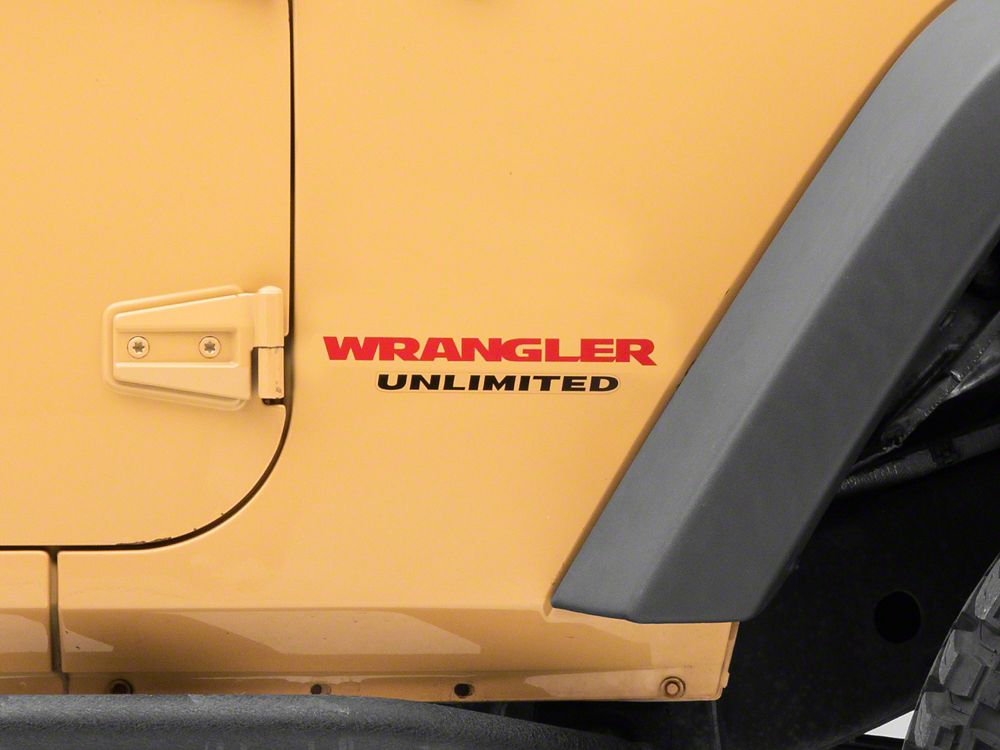 Jeep Licensed by RedRock Wrangler Side Logo; Red (87-18 Jeep Wrangler YJ, TJ & JK)