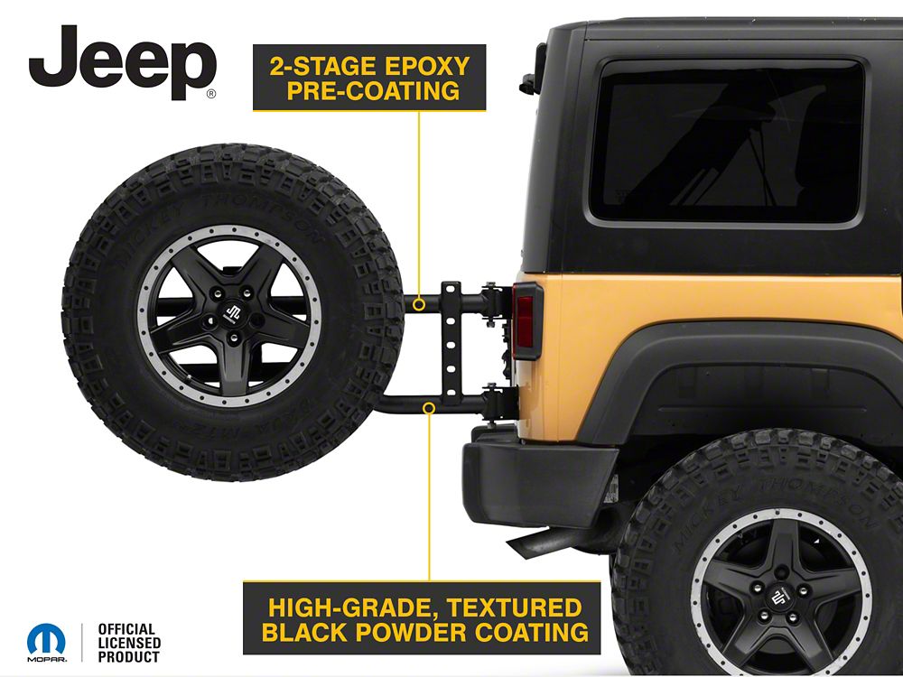 Jeep Licensed by RedRock HD Tire Carrier for OEM Tail Gate with Jeep Logo (07-18 Jeep Wrangler JK)