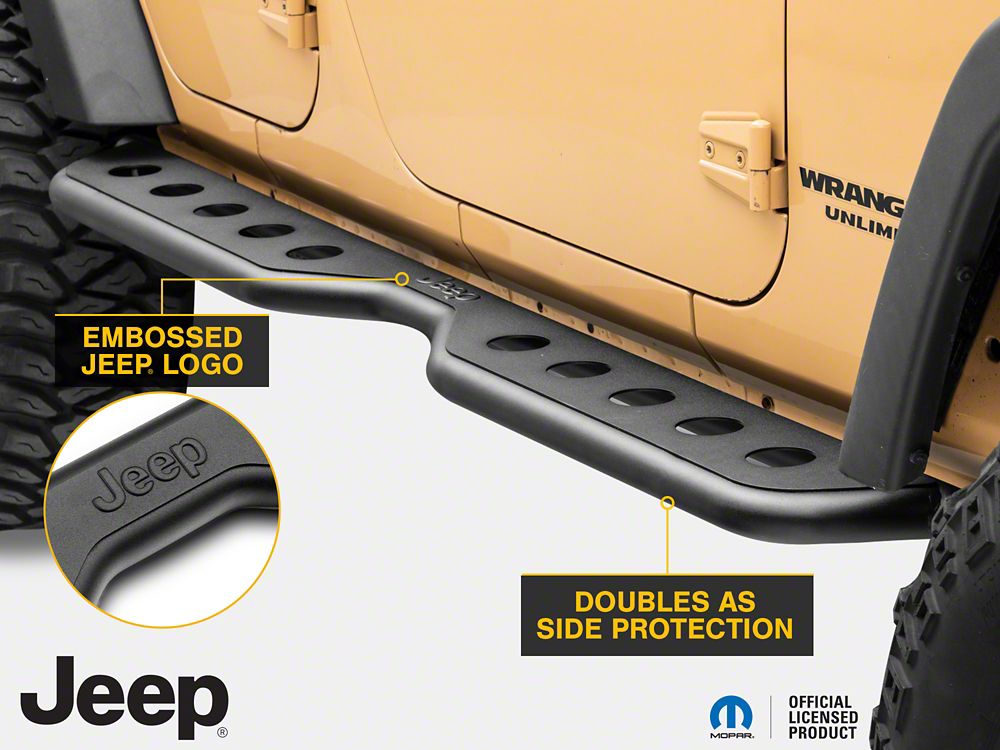 Jeep Licensed by RedRock Extreme HD Rocker Steps with Jeep Logo (07-18 Jeep Wrangler JK)