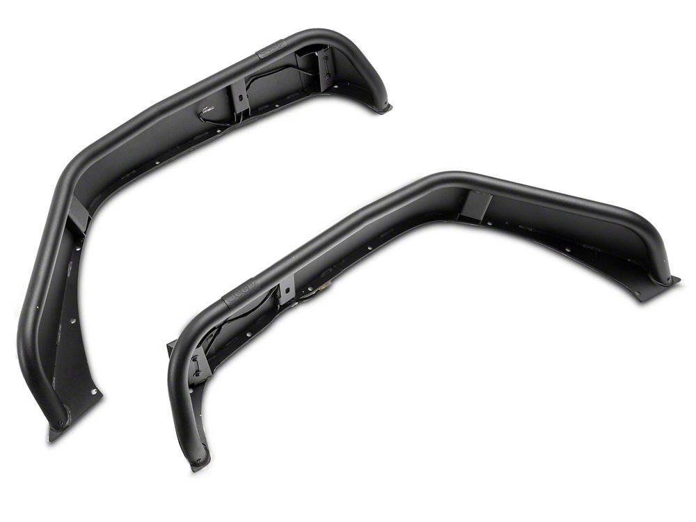 Jeep Licensed by RedRock Tubular Fender Flares with LED DRL and Jeep Logo; Front (07-18 Jeep Wrangler JK)